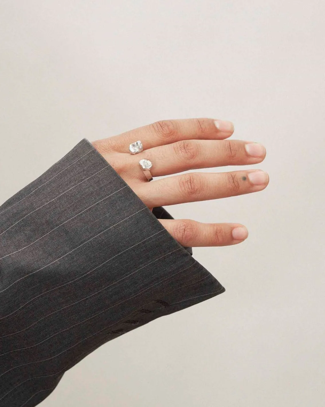 Kultur 5 Two Stones Ring Silver