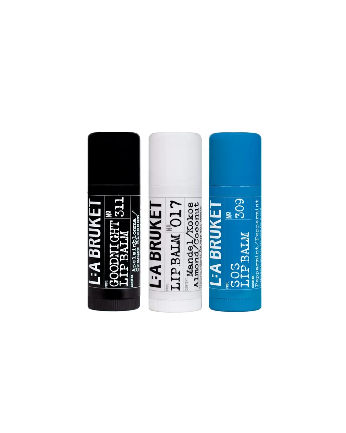 L:a Bruket 325 Wellbeing Lip Balm Trio