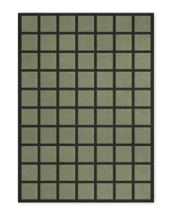 Layered Avenue Checked Wool Rug Olive