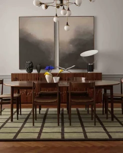 Layered Avenue Checked Wool Rug Olive