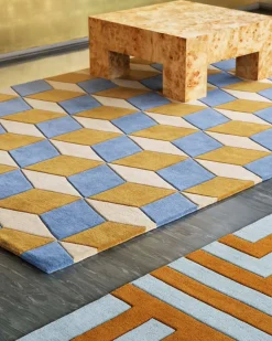 Layered Illusion Rug Blue Sandstone