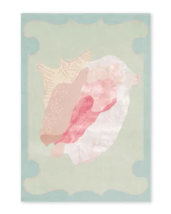 Layered Shell Wool Rug Multi