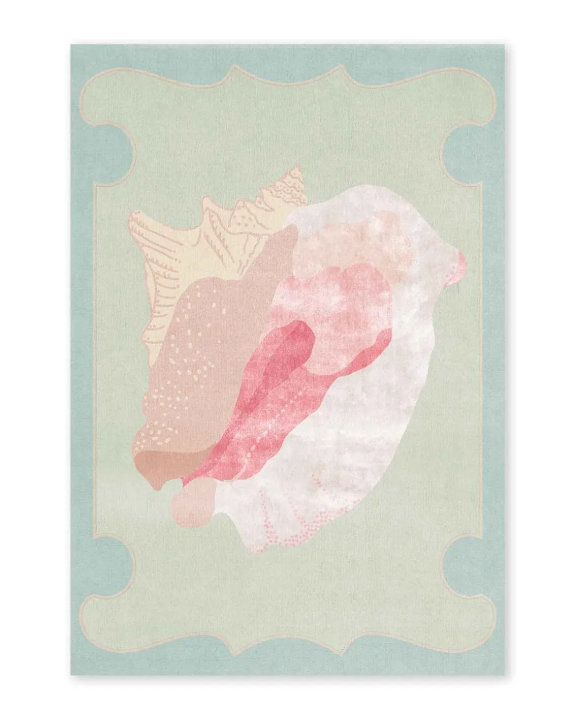 Layered Shell Wool Rug Multi
