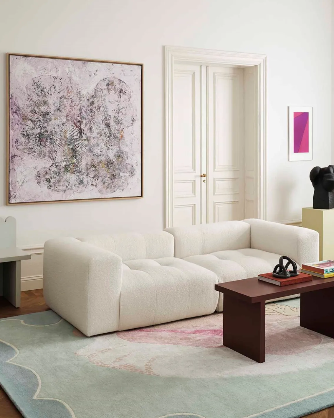 Layered Shell Wool Rug Multi