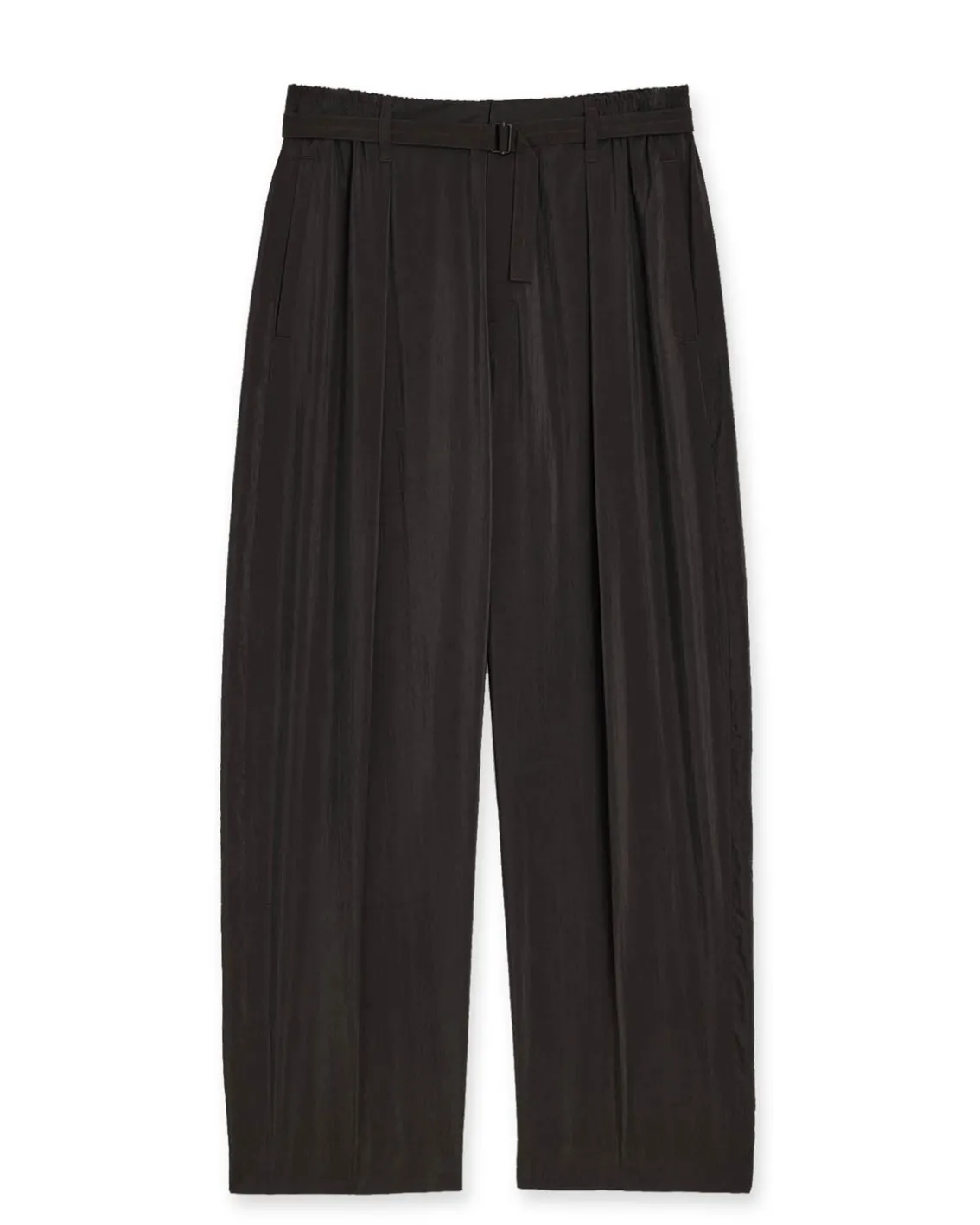 LEMAIRE Belted Relaxed Silk Pants Dark Espresso