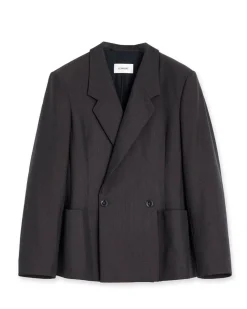 LEMAIRE Double-Breasted Tailored Jacket Dark Espresso Melange