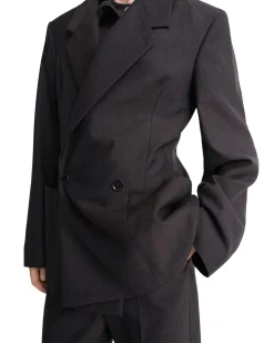 LEMAIRE Double-Breasted Tailored Jacket Dark Espresso Melange