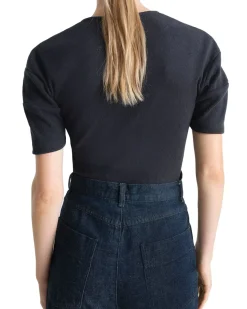 LEMAIRE Fitted Henley Top Jet Black