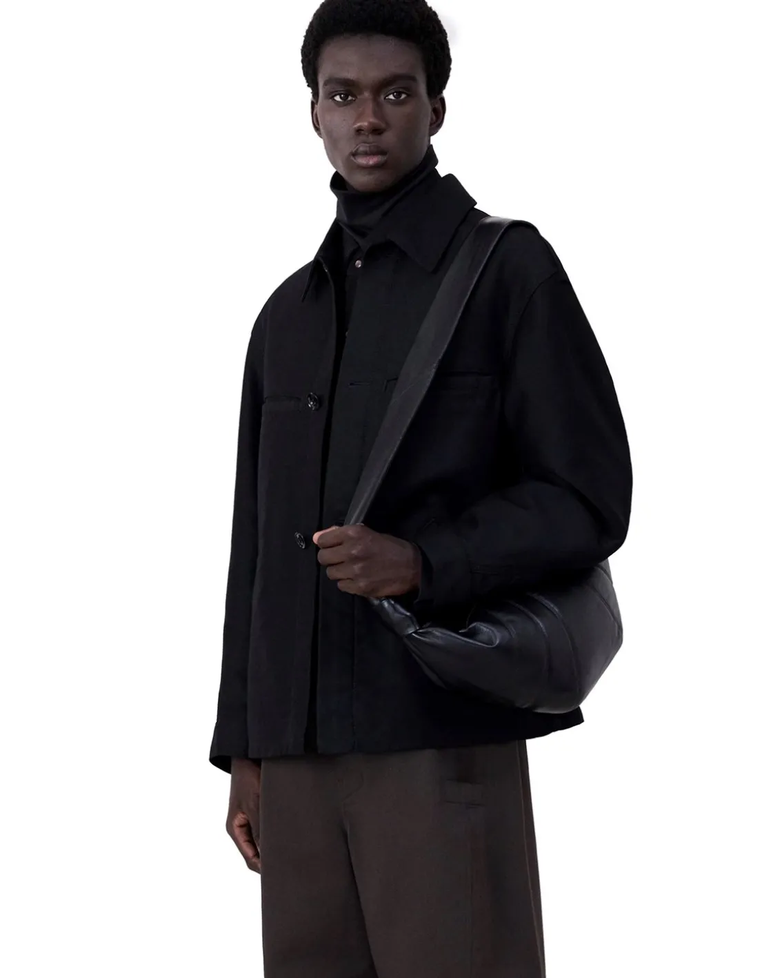 LEMAIRE Medium Croissant Bag Nappa Leather Black
