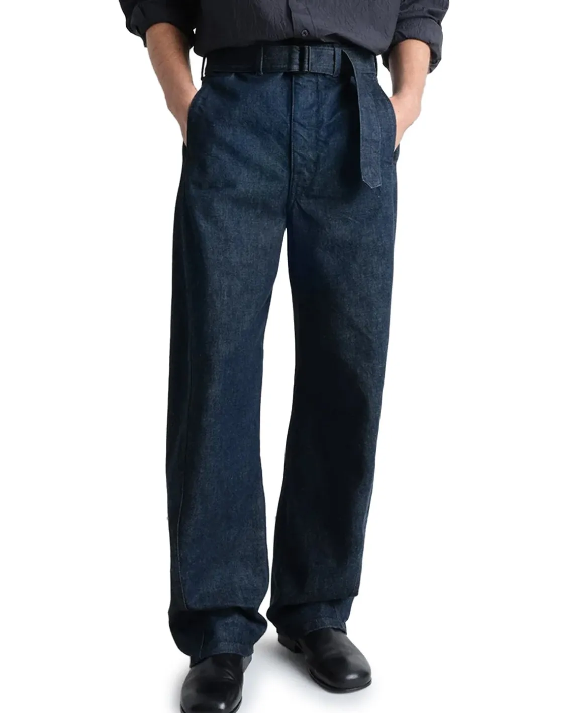 LEMAIRE Twisted Belted Pants Denim Indigo