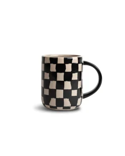 Liz Checkered Mug Black