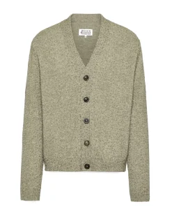 Maison Margiela Piled Wool Cardigan Sage Green