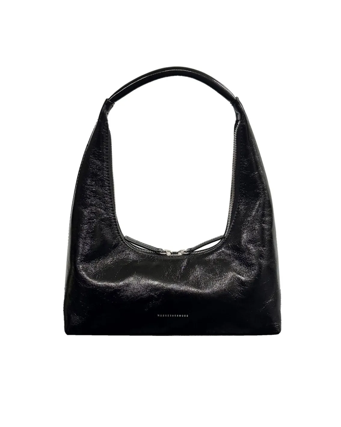 MARGESHERWOOD Hobo Shoulder Bag Black Crinkle