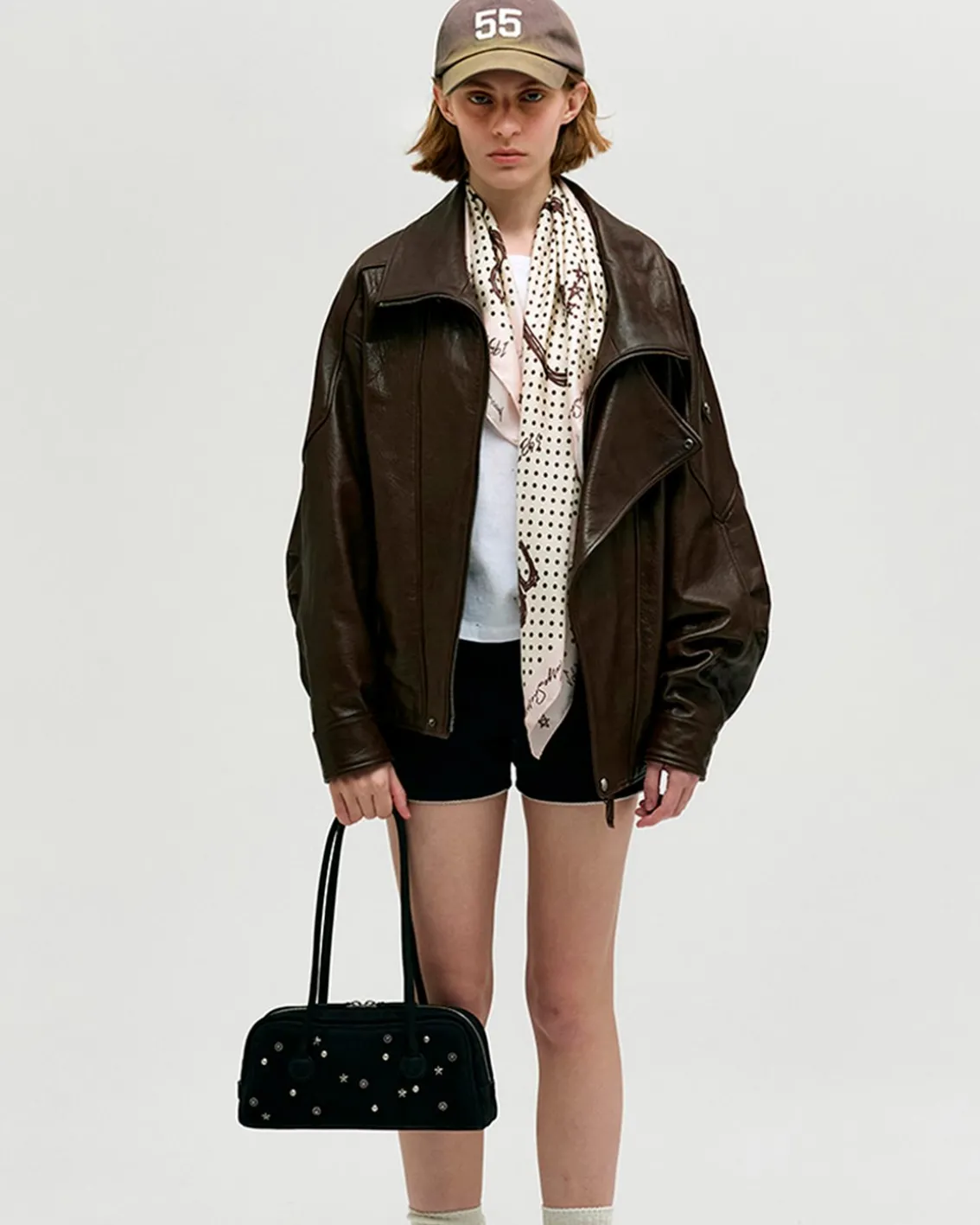 MARGESHERWOOD Soft Baguette Bag Black Studded