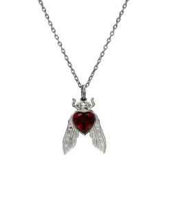 Maria Nilsdotter Fly Necklace Red Garnet Oxidized Silver