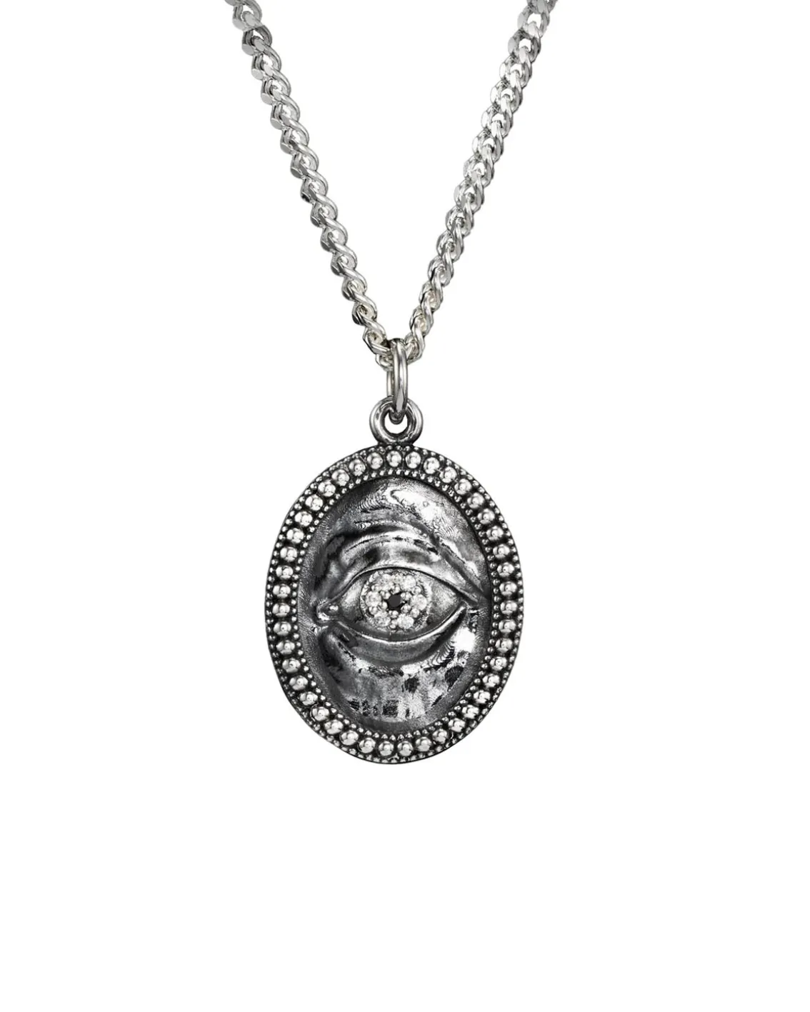 Maria Nilsdotter Lovers Eye Necklace Black Diamond Oxidized Silver