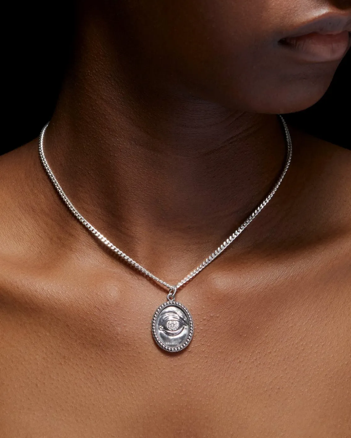 Maria Nilsdotter Lovers Eye Necklace Black Diamond Oxidized Silver