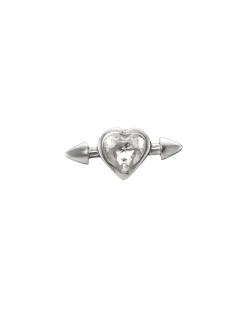 Maria Nilsdotter Pierced Heart Ear Stud Clear Quartz Silver