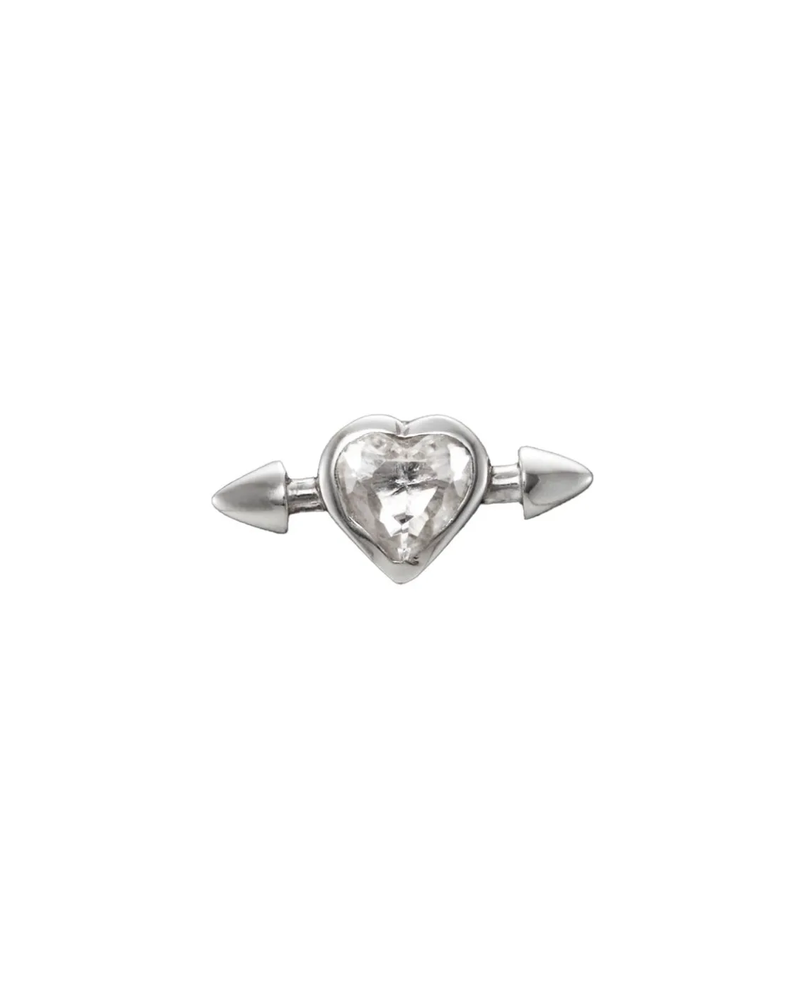 Maria Nilsdotter Pierced Heart Ear Stud Clear Quartz Silver