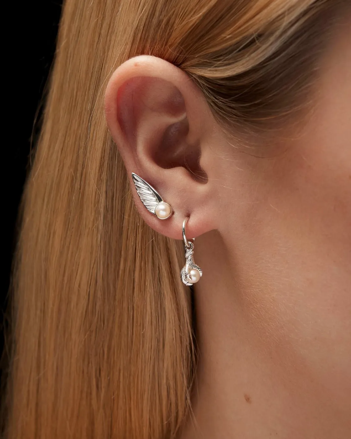 Maria Nilsdotter Tiny Claw Pearl Earring Silver
