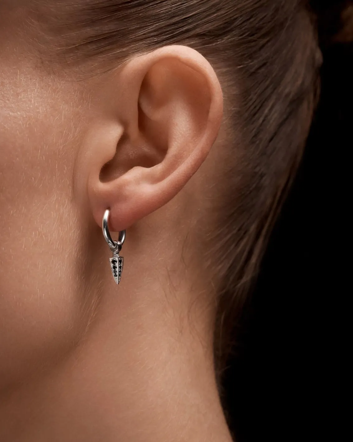 Maria Nilsdotter Tiny Poison Arrow Pavé Earring Silver