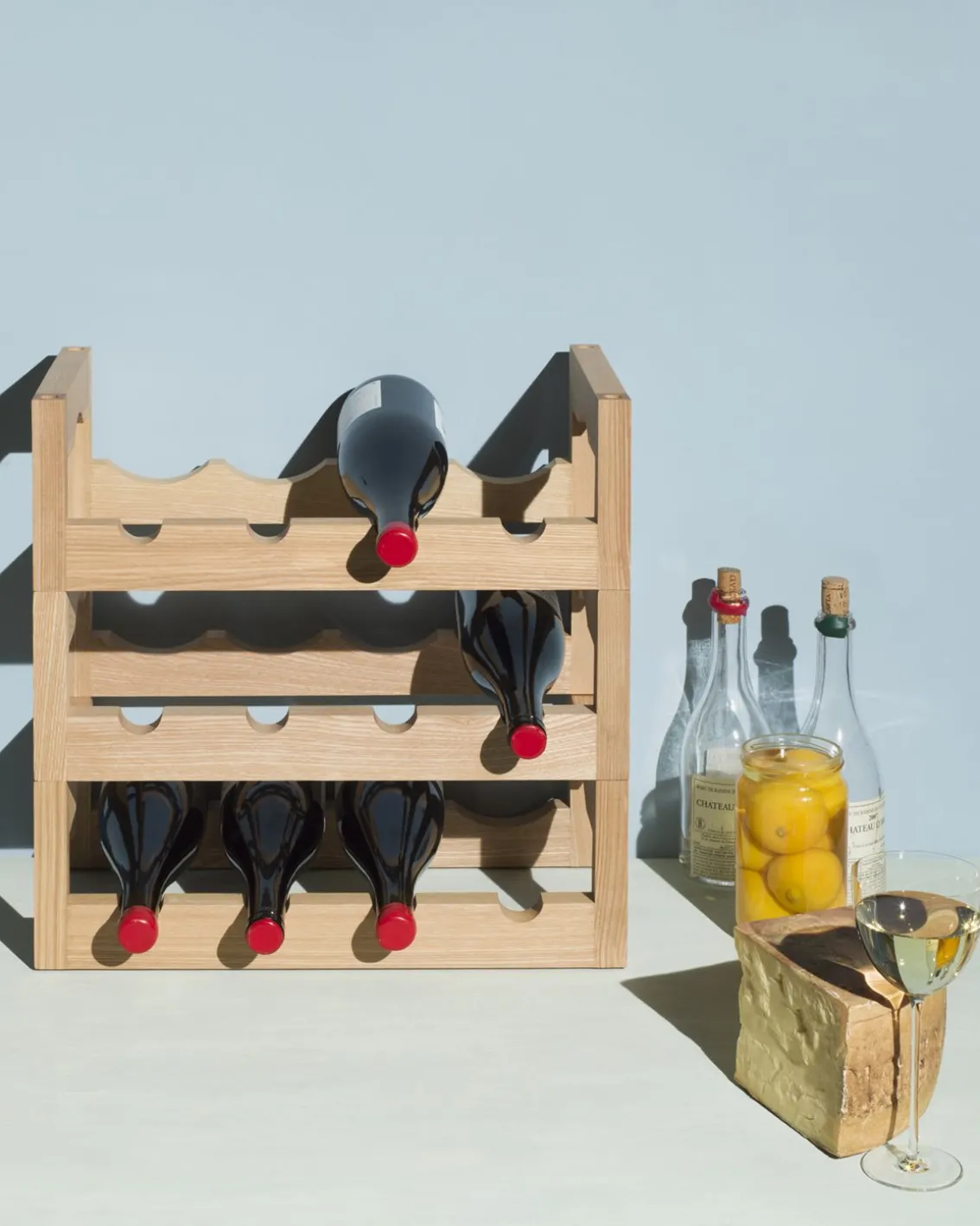 Massproductions Silo Stackable Wine Rack Natural Ash