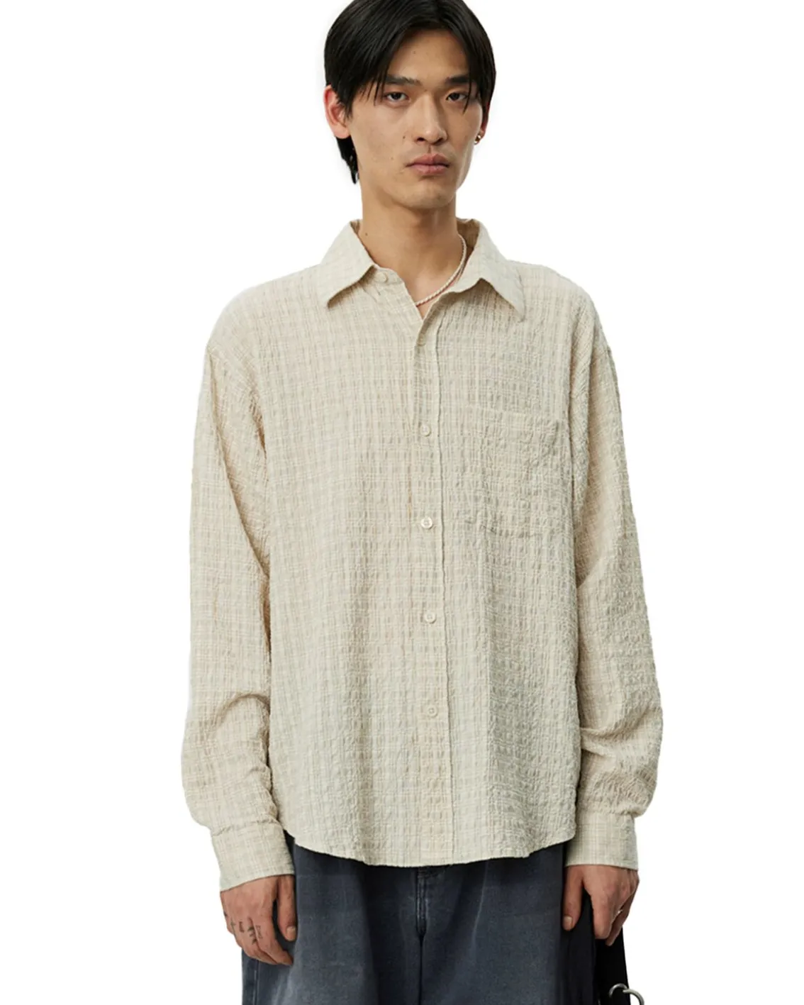 Mfpen Executive Shirt Beige Structure Check