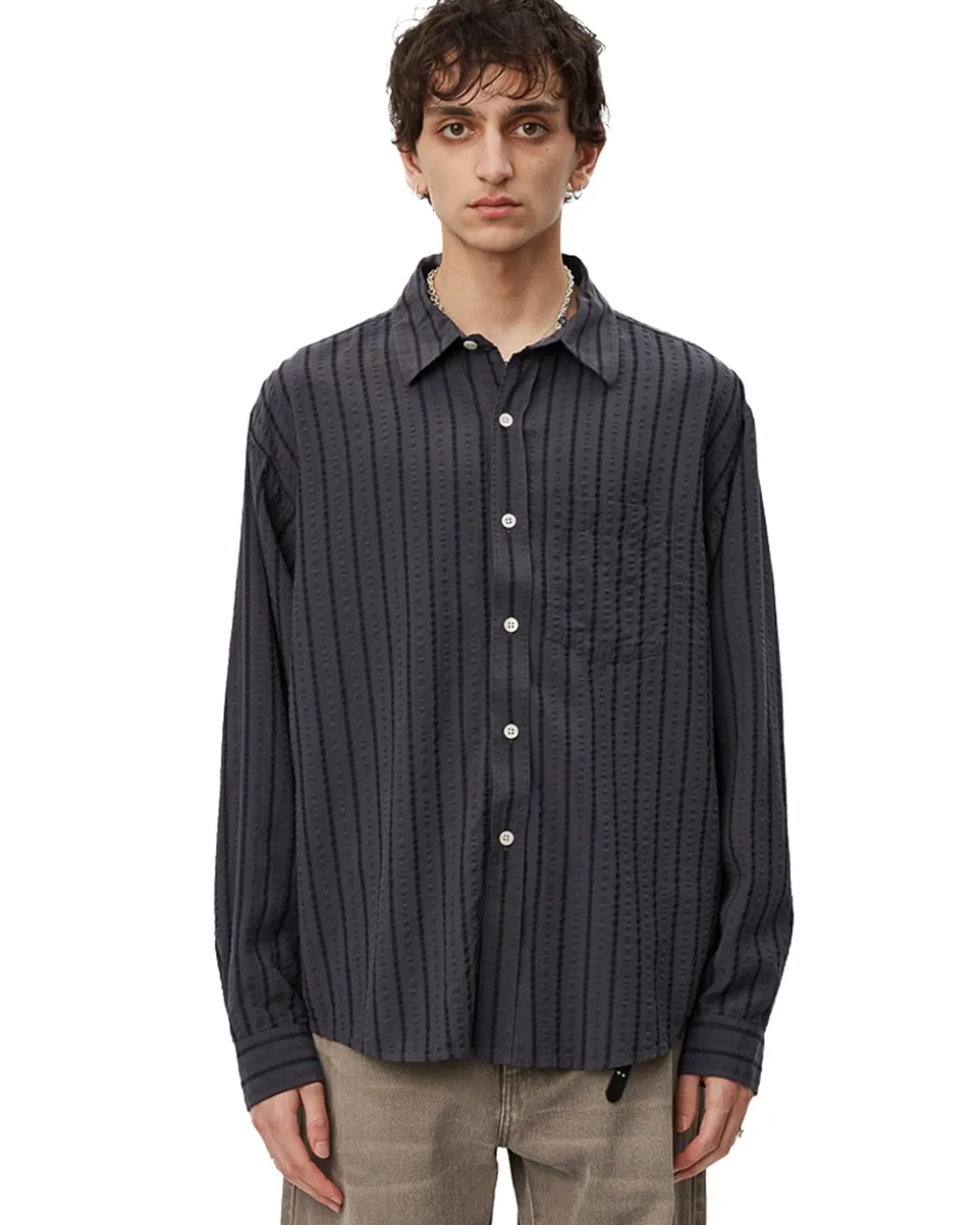 Mfpen Executive Shirt Dark Grey Stripe
