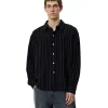 Mfpen Vacation Shirt Black Textured Stripe