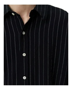 Mfpen Vacation Shirt Black Textured Stripe