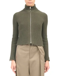 MM6 Maison Margiela Zip Knit Sweater Khaki