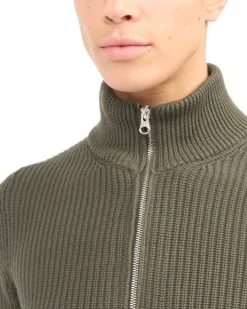 MM6 Maison Margiela Zip Knit Sweater Khaki