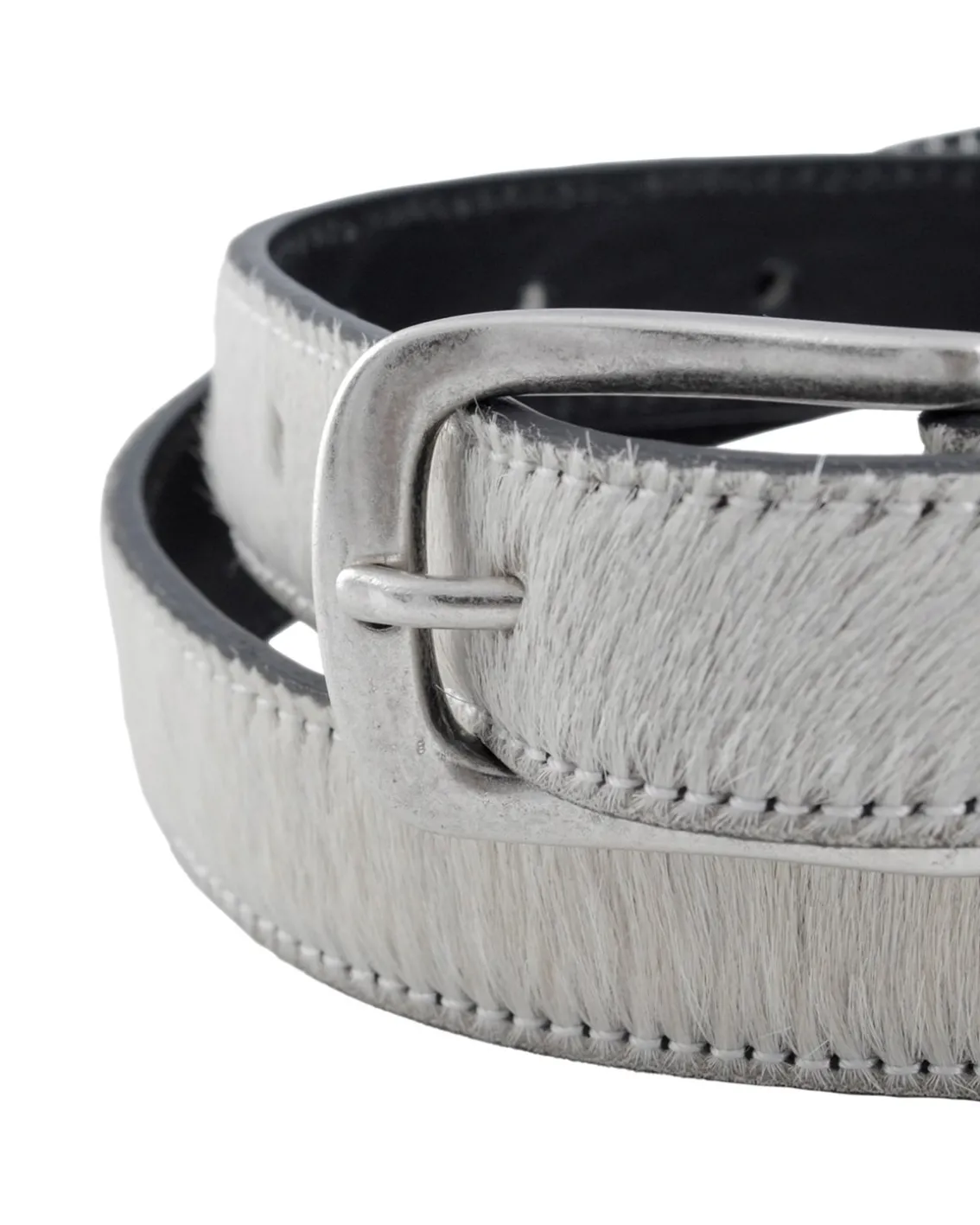 MOLEBO Refined Stitched Western Belt White Pony