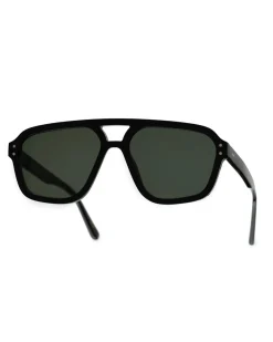 Monokel Eyewear Jet Black Green Solid Lens