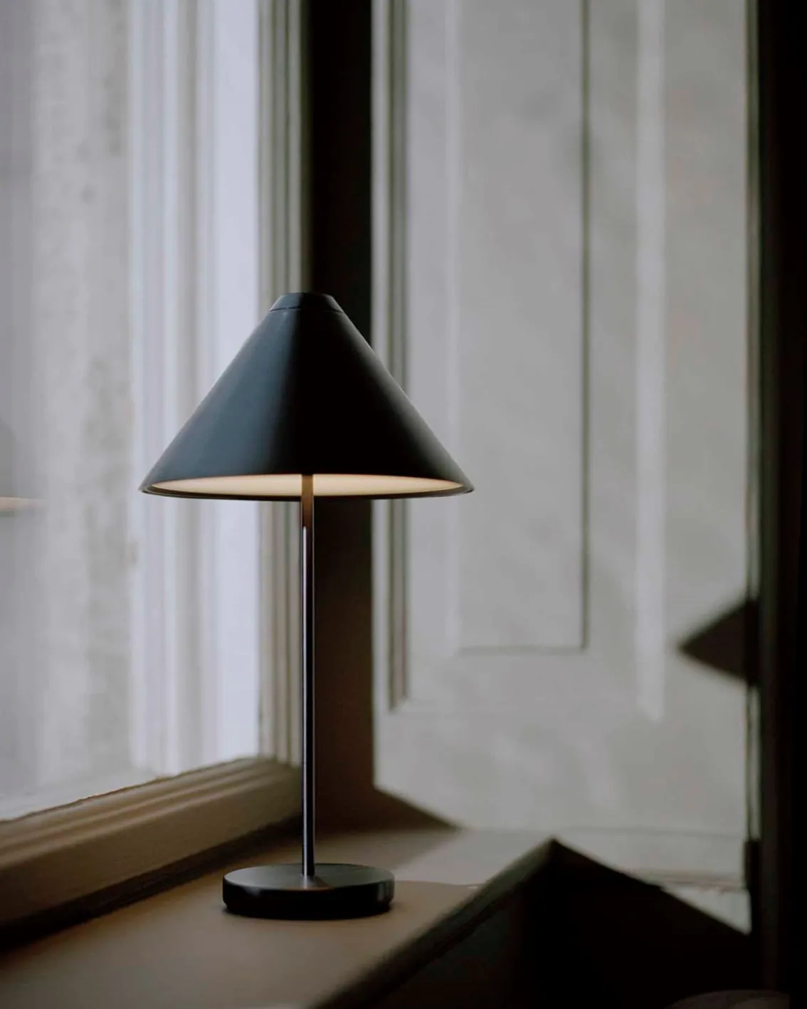 New Works Brolly Portable Table Lamp Steel Black