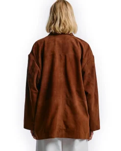 ONE and OTHER Amber Suede Leather Jacket Cognac Brown