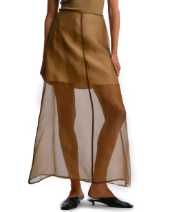 ONE and OTHER Marthe Silk Skirt Olive Green