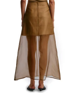 ONE and OTHER Marthe Silk Skirt Olive Green