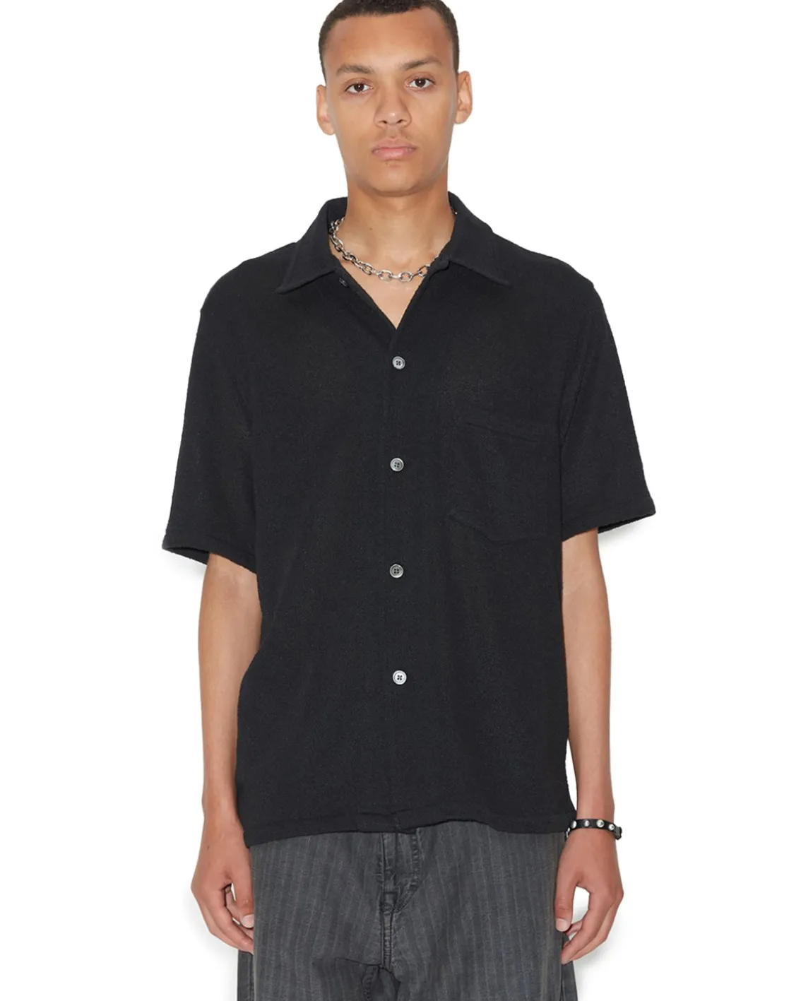 Our Legacy Box Shirt Shortsleeve Black Boucle
