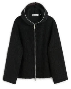Our Legacy Full Zip Hood Black Hairy Wool