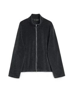Our Legacy Shrunken Fullzip Polo Phantom Stripe Velour