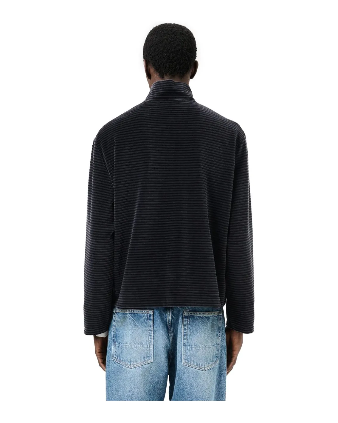 Our Legacy Shrunken Fullzip Polo Phantom Stripe Velour