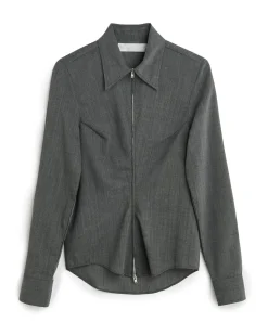 Our Legacy Slim Zip Shirt Ripe Antracite Grainy Wool