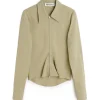 Our Legacy Slim Zip Shirt Dry Grass Rugged Lincot