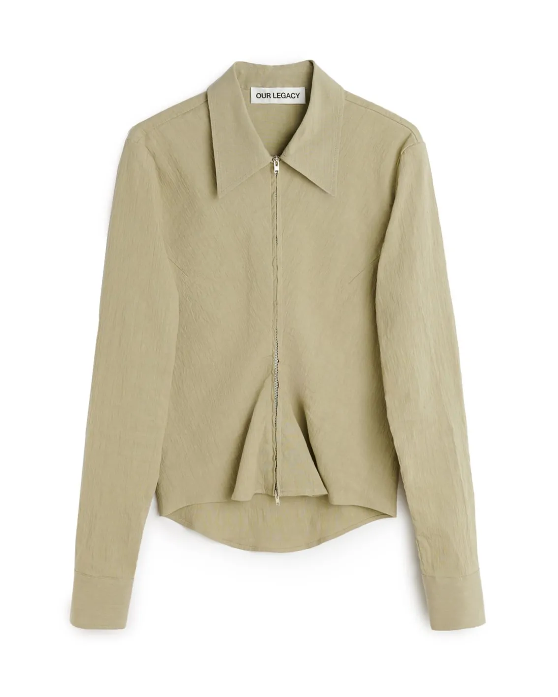 Our Legacy Slim Zip Shirt Dry Grass Rugged Lincot