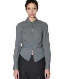 Our Legacy Slim Zip Shirt Ripe Antracite Grainy Wool