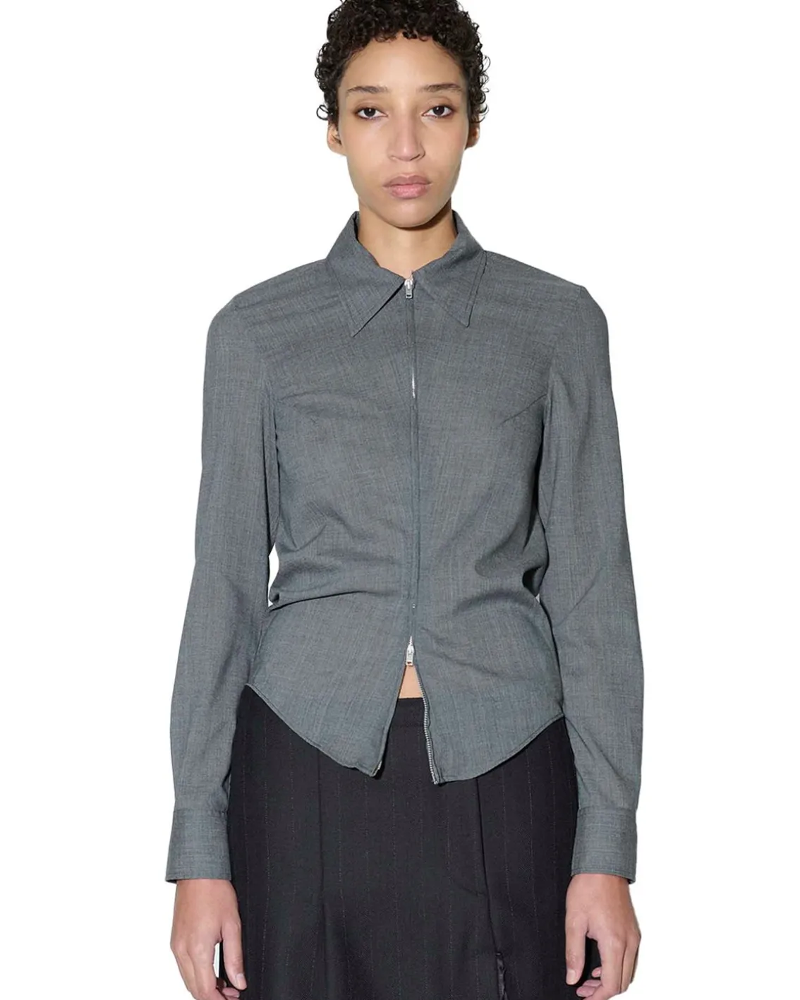Our Legacy Slim Zip Shirt Ripe Antracite Grainy Wool