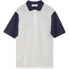 Palmes Textured Zip Polo Dark Blue