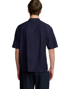 Palmes Textured Zip Polo Dark Blue