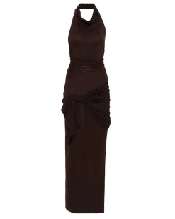 Paloma Wool Halcon Long Halter Dress Brown